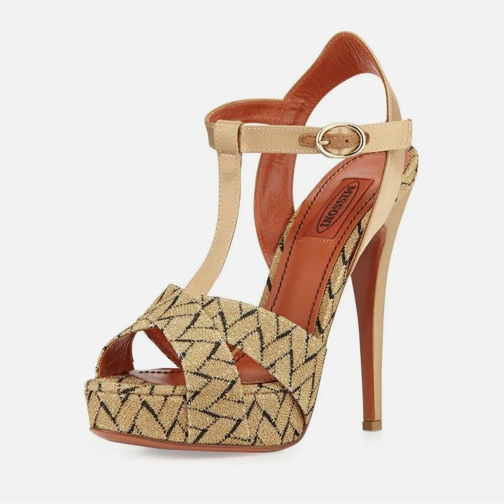 Missoni Chevron Open Toe Platform Heels